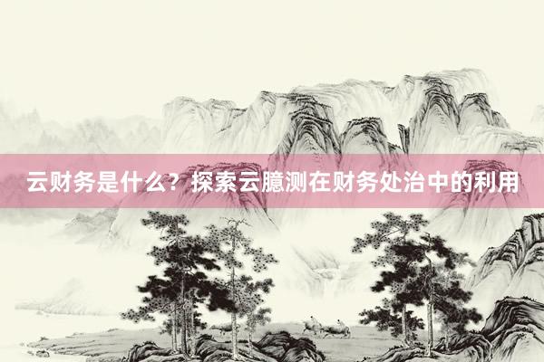 云财务是什么？探索云臆测在财务处治中的利用
